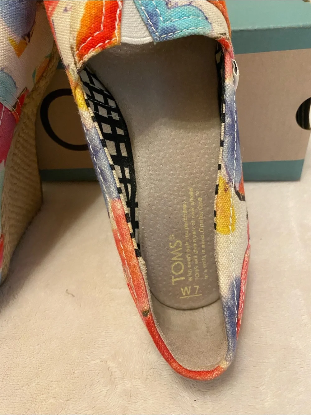 Toms Multicolor Floral Canvas Espadrille Wedges